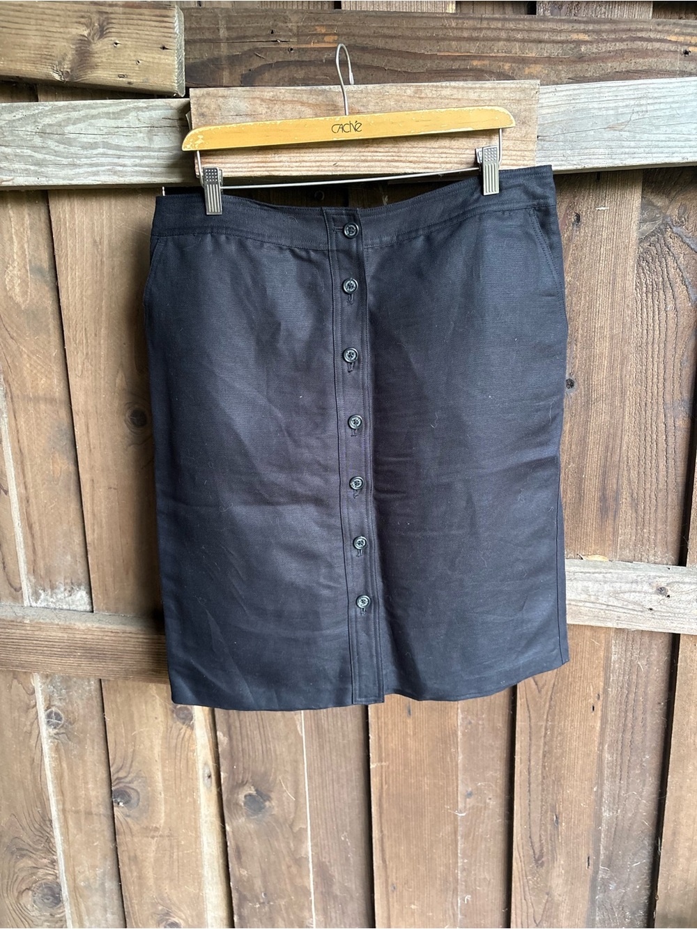 Lauren Ralph Lauren Black Linen Button Front Skirt